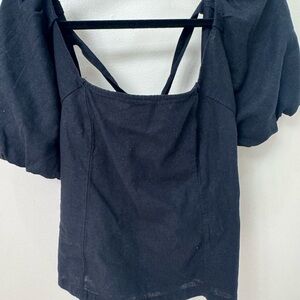 Treasure & Bond Black Puff Sleeve Blouse